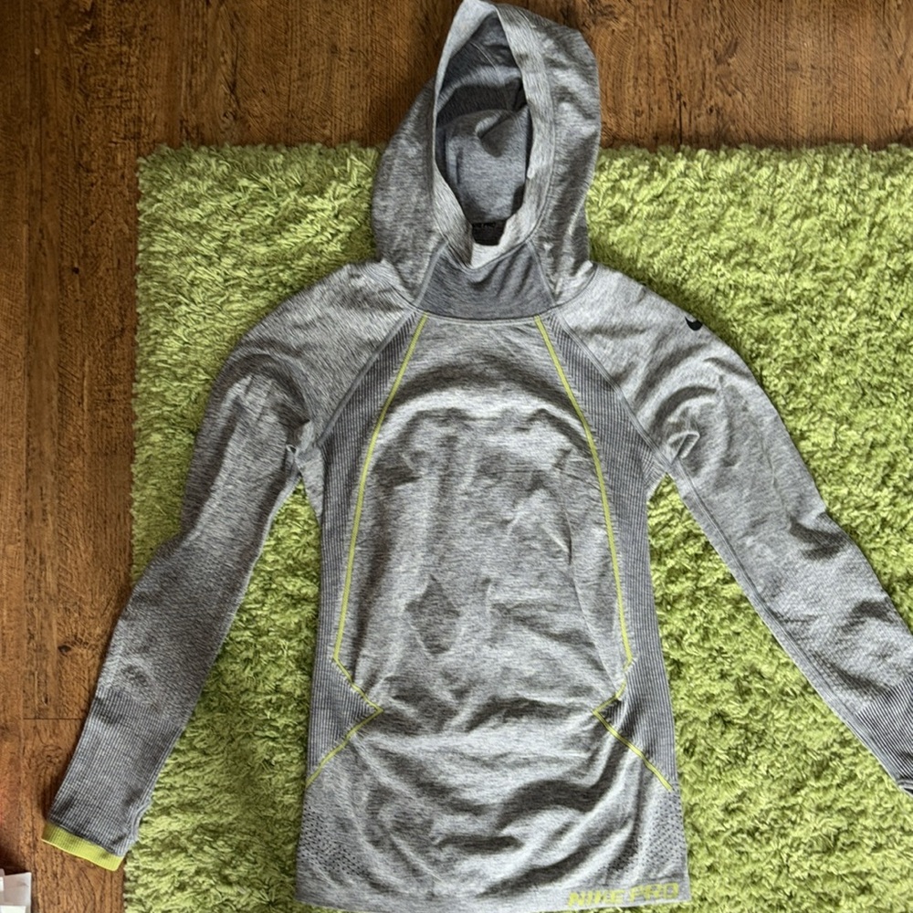NIKE HOODIE PRO HYPERWARM LIMITLESS DARK GREY/HEATHER/VOLT/BLACK WOMEN - Picture 5 of 12